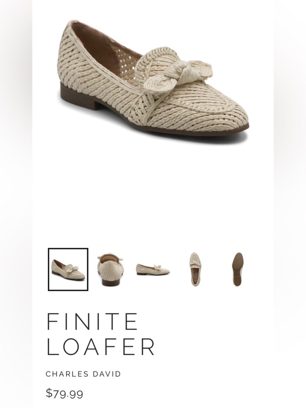 Charles David Cream Woven Knot Loafers